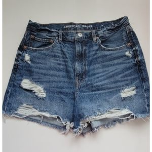 American Eagle Distressed Jean Shorts, 12, Blue, ECU